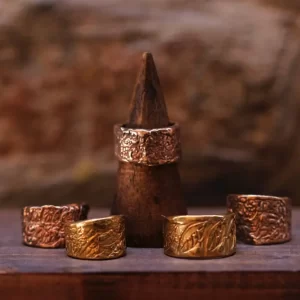 Brass/bronze ring collection: textures