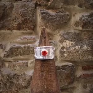 Silver ring collection: smooth texture with stone